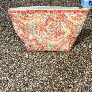 NWOT peach & blue paisley makeup bag